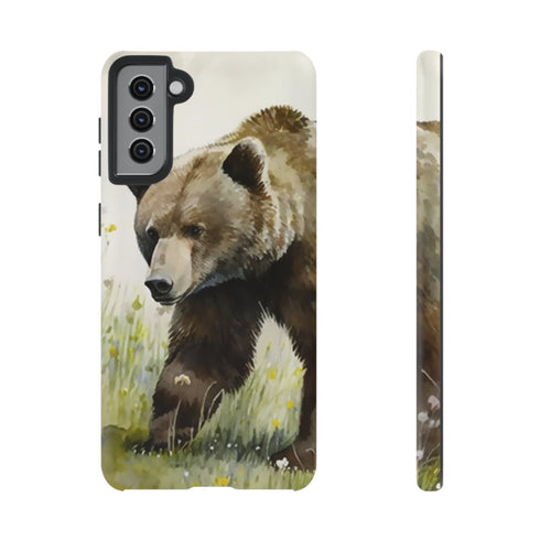 Grizzly Bear in a Field - Impact Resistant Phone Case Samsung Galaxy S21 Plus Matte